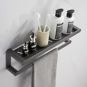 economico Set di accessori da bagno-set di accessori per il bagno, ferramenta per il bagno spazio alluminio parete grigio pistola portasciugamani / mensola angolare / porta accappatoio / porta carta igienica / portasciugamani / porta