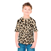 billiga Pojkens 3D Vision &amp; Geometri-Pojkar 3D Leopard T-shirt Kortärmad 3D-tryck Sommar Aktiv Barn 3-12 år Dagliga kläder Normal