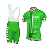 cheap Men&#039;s Clothing Sets-Men&#039;s Cycling Jersey with Bib Shorts Short Sleeve Mountain Bike MTB Road Bike Cycling Yellow Red Sky Blue Graphic Italy National Flag Bike Clothing Suit UV Resistant 3D Pad Breathable Quick Dry