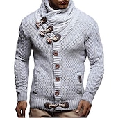 voordelige pullover voor heren-Voor heren Trui Coltrui Kabel Haakwerk breien Normaal Klassiek Effen / effen kleur Opstaande boord Basic Kleding Raglan mouwen Winter Kameel Zwart S M L