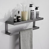 economico Set di accessori da bagno-set di accessori per il bagno, ferramenta per il bagno spazio alluminio parete grigio pistola portasciugamani / mensola angolare / porta accappatoio / porta carta igienica / portasciugamani / porta