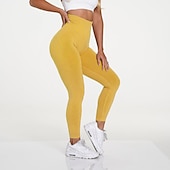 economico Leggings semplici-donne leggings senza cuciture allenamento culo ascensore calzamaglia increspato push up leggings di controllo della pancia sport palestra yoga fitness ciclismo corsa athleisure abbigliamento sportivo