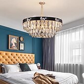 economico Lampadari-Lampadario a sospensione a LED in cristallo di lusso rotondo 80 cm Lanterna Desgin in acciaio inossidabile elettrolitico LED 220-240V 110-120V