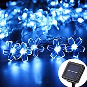 abordables Guirlandes solaires-Guirlande lumineuse solaire d&#039;extérieur à LED pour réception de mariage élégante - 7 m-50 LED à 12 m-100 LED, étanche 8 modes pour jardin, arbre de Noël, terrasse, décoration intérieure