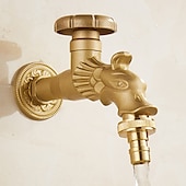 economico Rubinetti per lavandino bagno-rubinetto per lavatrice di lusso in stile retrò con estremità filettata, rubinetto per lavabo monocomando monoforo in ottone antico nero bronzo lucidato ad olio, rubinetto esterno con valvola in
