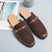 economico Sandali eleganti-Mocassini slip-on da uomo in similpelle e pelle scamosciata marroni – eleganti scarpe casual slip-on con fibbia per l&#039;uso quotidiano, il lavoro e le occasioni informali