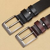 baratos Cintos para Homem-Homens Cinto Cinto de Couro Falso fivela de armação Preto Marron Pele Moda Festa Trabalho Cor Sólida