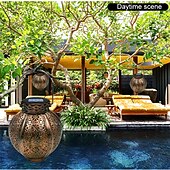 billige Landskapslys-ramadan eid lys solcellelys utendørs hengende solcelle vintage hagelampe retro lanterner hule solcellelys med håndtak for hage tre gjerde terrasse landskap krans belysning