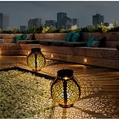 billige Landskapslys-ramadan eid lys solcellelys utendørs hengende solcelle vintage hagelampe retro lanterner hule solcellelys med håndtak for hage tre gjerde terrasse landskap krans belysning