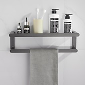 economico Set di accessori da bagno-set di accessori per il bagno, ferramenta per il bagno spazio alluminio parete grigio pistola portasciugamani / mensola angolare / porta accappatoio / porta carta igienica / portasciugamani / porta