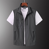 billiga Herrars fiskeväst-Herr Fiskeväst Vandringsväst Militär taktisk jacka Ärmlös Jacka Kappa Överdelar Utomhus Multi-pocket Andningsfunktion Snabb tork Lättvikt Sportig Dragkedja Polyester Armégrön Grå Kaki Jakt Fiske