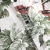 preiswerte Tropische Pflanzen-Herren Kokosnussbaum Palme Tropische Pflanzen Hemd Hawaiihemd Sommerhemd Aloha-Shirt Kurzarm Hemd Kragen Hawaiianisch Designer Brautkleider schlicht Outdoor Strasse Täglich Weiß Hellgrün Rosa S M L