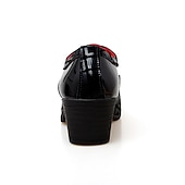 voordelige Oxford Schoenen-Heren rode en zwarte lakleren Oxford schoenen met blokhak en geometrische print – formele feest- en dansschoenen