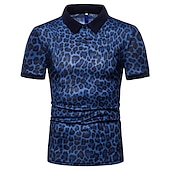abordables Polo imprimé pour homme-Homme Chemise de tennis POLO Casual du quotidien Col Col Classique Manche Courte simple Léopard Standard Blanche Bleu Marron Chemise de tennis