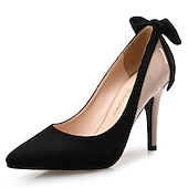 abordables Talons Aiguilles-talons aiguilles pointus rouges et noirs – escarpins élégants en daim avec nœud pour femmes, tenues de fête et de soirée