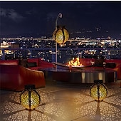 billige Landskapslys-ramadan eid lys solcellelys utendørs hengende solcelle vintage hagelampe retro lanterner hule solcellelys med håndtak for hage tre gjerde terrasse landskap krans belysning