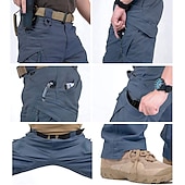 ieftine Pantaloni Cargo-Bărbați Pantaloni Cargo Παντελόνι πεζοπορίας Pantaloni tactici Vară Primăvară În aer liber Impermeabil Uscare rapidă Multi buzunar Elastic Pantaloni 9 buzunare negru. Verde Militar Pescuit Alpinism