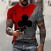tanie Koszulki 3D-Męskie Dla obu płci Wzory graficzne Poker Koszula Podkoszulek Koszulki Krótki rękaw Podkoszulek Druk 3D Okrągły dekolt Koszula Designerskie Codzienny Duży i wysoki Codzienny Święto Jasnożółty