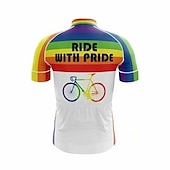 voordelige Heren shirts-21Grams Voor heren Wielrenshirt Korte mouw Fietsen Kleding Bovenlichaam met 3 achterzakken Bergracen Wegwielrennen Ademend Zacht Sneldrogend Achterzak Zwart Wit Geel Regenboog Polyester Sport Kleding