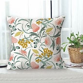 cheap Floral &amp; Plants Style-Floral Double Side Cushion Cover 1PC Soft Decorative Square Throw Pillow Cover Cushion Case Pillowcase for Bedroom Livingroom Superior Quality Machine Washable Outdoor Cushion for Sofa Couch Bed Chair Garden Theme