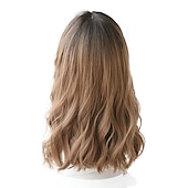 economico Parrucche trendy sintetiche-parrucche sintetiche biondo chiaro per le donne parrucche lunghe realistiche grigio marrone pastello con frangia parrucca cosplay lolita ondulata media parrucche festa di natale parrucche barbiecore