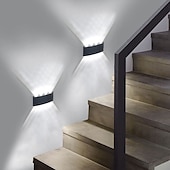 זול נורות קיר חוץ-אורות קיר חיצוניים 8w led אלומיניום מנורת קיר פמוט פנימי למעלה למטה ip65 עמיד למים לבן שחור מודרני לפטיו גינה מדרגות חדר שינה מעבר מסלול חדר אמבטיה אור