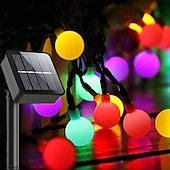 economico Striscie luci ad energia solare-eleganti luci solari per esterni per ricevimenti di nozze – 6,5 m 30 led, lampadine opache impermeabili, bianco caldo&amp;amp;colorato, 8 modalità per decorazioni natalizie