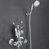 billige Badekraner-badekar armatur - moderne antikk messing veggmontering messing ventil badekar dusj blandebatterier