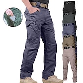 ieftine Pantaloni Cargo-Bărbați Pantaloni Cargo Παντελόνι πεζοπορίας Pantaloni tactici Vară Primăvară În aer liber Impermeabil Uscare rapidă Multi buzunar Elastic Pantaloni 9 buzunare negru. Verde Militar Pescuit Alpinism