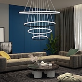 cheap Circle Design-3-Light 80/60/40/20 cm LED Pendant Light Metal Acrylic Ring Circle Design Dimmable Painted Finishes Modern 90W/113W 3-Rings 4-Rings ONLY DIMMABLE WITH REMOTE CONTROL