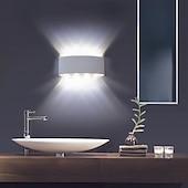זול נורות קיר חוץ-אורות קיר חיצוניים 8w led אלומיניום מנורת קיר פמוט פנימי למעלה למטה ip65 עמיד למים לבן שחור מודרני לפטיו גינה מדרגות חדר שינה מעבר מסלול חדר אמבטיה אור