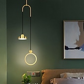 cheap Island Lights-LED Pendant Light Modern Black Gold Bedside Light 20 cm Lantern Desgin Pendant Light Metal Painted Finishes Modern 220-240V 110-120V