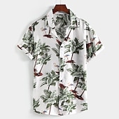 preiswerte Tropische Pflanzen-Herren Kokosnussbaum Palme Tropische Pflanzen Hemd Hawaiihemd Sommerhemd Aloha-Shirt Kurzarm Hemd Kragen Hawaiianisch Designer Brautkleider schlicht Outdoor Strasse Täglich Weiß Hellgrün Rosa S M L