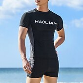 halpa Ihottumavartiot-Miesten Rashguard-uimapuku UPF50+ Nopea kuivuminen Lyhythihainen Uima-asut Uimapuku 2-osainen Uinti Lainelautailu Tilkkutäkki Kesä