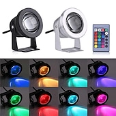 cheap Underwater Lights-Pond Fountain Light RGB LED Underwater Pool Spotlight with Remote Control 10W Color Changing LED Dimmable 12V for Pool Lighting