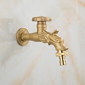 economico Rubinetti per lavandino bagno-rubinetto per lavatrice di lusso in stile retrò con estremità filettata, rubinetto per lavabo monocomando monoforo in ottone antico nero bronzo lucidato ad olio, rubinetto esterno con valvola in