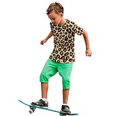 billiga Pojkens 3D Vision &amp; Geometri-Pojkar 3D Leopard T-shirt Kortärmad 3D-tryck Sommar Aktiv Barn 3-12 år Dagliga kläder Normal