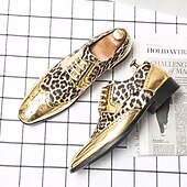 economico Semi-formale-Per uomo Oxford Scarpe derby Scarpe Bullock Scarpe da sera Scarpe alari Lavoro Matrimonio Serata e festa PU Traspirante Antiscivolo Prova di usura Con lacci intrecciali Argento Oro Leopardo Primavera