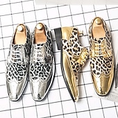 economico Semi-formale-Per uomo Oxford Scarpe derby Scarpe Bullock Scarpe da sera Scarpe alari Lavoro Matrimonio Serata e festa PU Traspirante Antiscivolo Prova di usura Con lacci intrecciali Argento Oro Leopardo Primavera