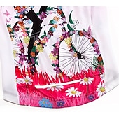 baratos Camisolas femininas-Mulheres Camisa para Ciclismo Padrão Botânico floral Flor Manga Curta Moto Camisa / Roupas Para Esporte Blusas com 3 bolsos traseiros Ciclismo de Montanha Ciclismo de Estrada Secagem Rápida Bolso