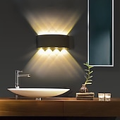 זול נורות קיר חוץ-אורות קיר חיצוניים 8w led אלומיניום מנורת קיר פמוט פנימי למעלה למטה ip65 עמיד למים לבן שחור מודרני לפטיו גינה מדרגות חדר שינה מעבר מסלול חדר אמבטיה אור