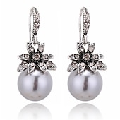 billiga Tillbehör och mer-imitation pearl drop örhängen natursten rund pärla dingla örhängen för kvinnor mode smycken gåva ¡(jag: silver)