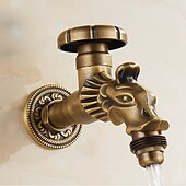 economico Rubinetti per lavandino bagno-rubinetto per lavatrice di lusso in stile retrò con estremità filettata, rubinetto per lavabo monocomando monoforo in ottone antico nero bronzo lucidato ad olio, rubinetto esterno con valvola in