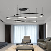 Недорогие Кольцо и Круглый Дизайн-40 60 80 см светодиодные подвесные светильники с регулируемой яркостью круг дизайн алюминий силикагель современный стиль классический круг черный современный современный 220-240 В 110-240 В