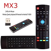 Недорогие Приставки TV Box-заводская розетка mx3-a беспроводная 2,4 ГГц воздушная мышь мини-клавиатура мини-размер новинка 81 шт. клавиши мышь умный голосовой пульт дистанционного управления радиочастотная беспроводная