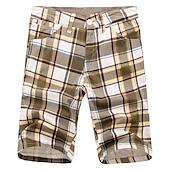 olcso munka rövidnadrág-Férfi Chino Shorts Bermuda nadrág Munkanadrág Zseb Rács Mokaszinok Rövid Szabadtéri Hétköznapi Napi Utcai sikk Stílusos Világosbarna Khakizöld
