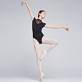 cheap Ballet Dancewear-Breathable Ballet Leotard / Onesie Lace Solid Women&#039;s Training Performance Short Sleeve High Nylon