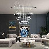 cheap Circle Design-3-Light 80/60/40/20 cm LED Pendant Light Metal Acrylic Ring Circle Design Dimmable Painted Finishes Modern 90W/113W 3-Rings 4-Rings ONLY DIMMABLE WITH REMOTE CONTROL