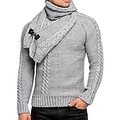 economico Maglioni Cardigan da uomo-Per uomo Felpa Cardigan Maglione a collo alto Maglia Pulsante Lavorato a maglia Tinta unica A collo alto Moda Stile vintage Abbigliamento Autunno Inverno Nero Bianco S M L