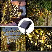 cheap Solar String Lights-Solar Power String Light 50M-400LEDs 100M-800LEDs with Remote Control 8 Mode Flashing Timing Set Plug-in Dual Purpose Thanksgiving Christmas Outdoor Party Garden Decoration Fairy Lights Gypsophila 24V